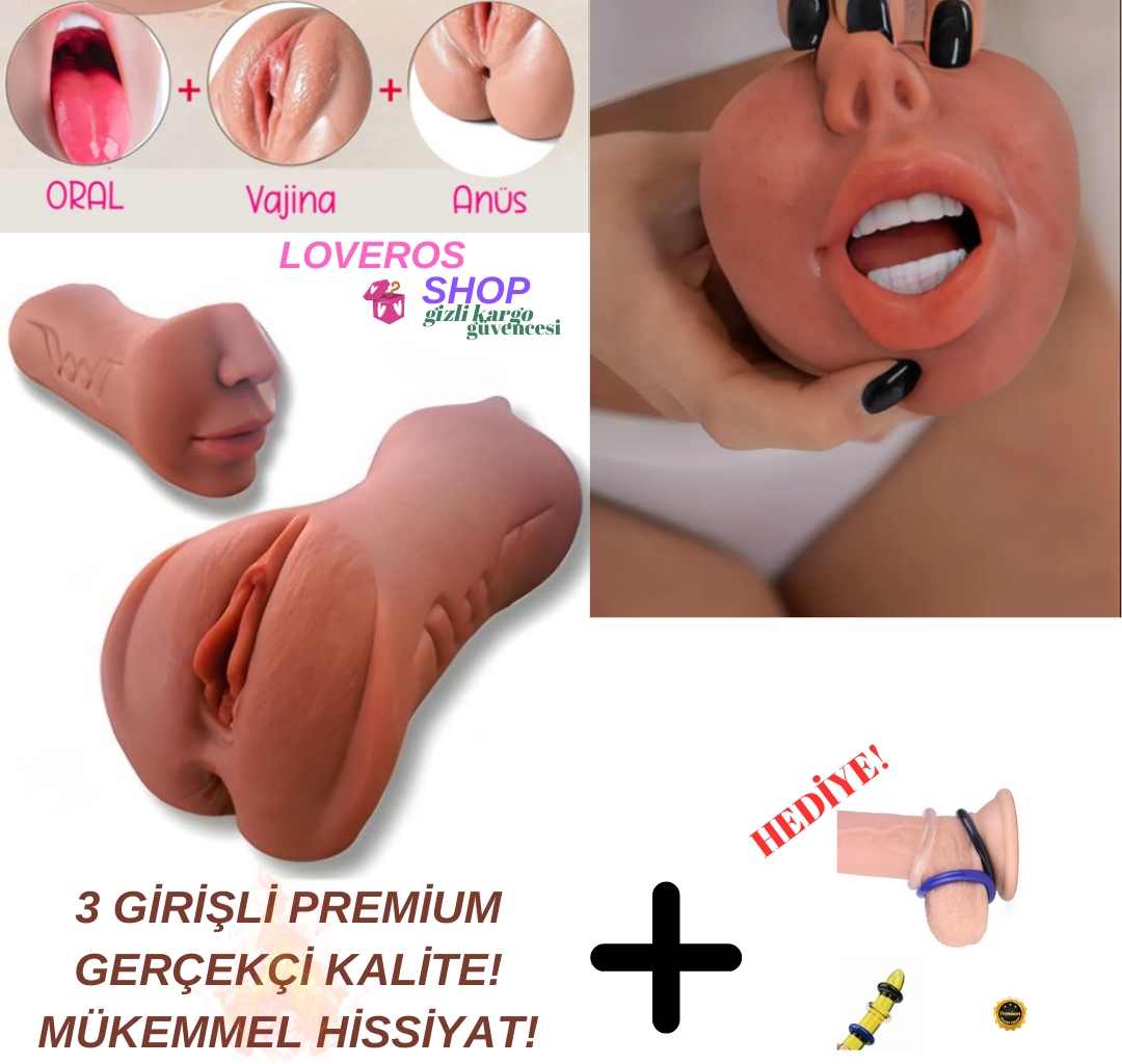 3’lü PRO Ultra Gerçekçi Ağız, Anal ve Vajina Mastürbatör - 3 İn 1