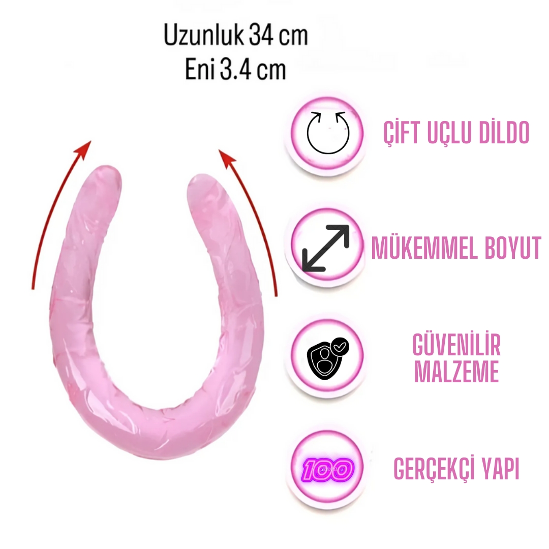 Çift Taraflı Esnek 34 CM Yumuşak Çift Başlı Dildo - Lezbiyen & Çift | Fantezi Ürünü