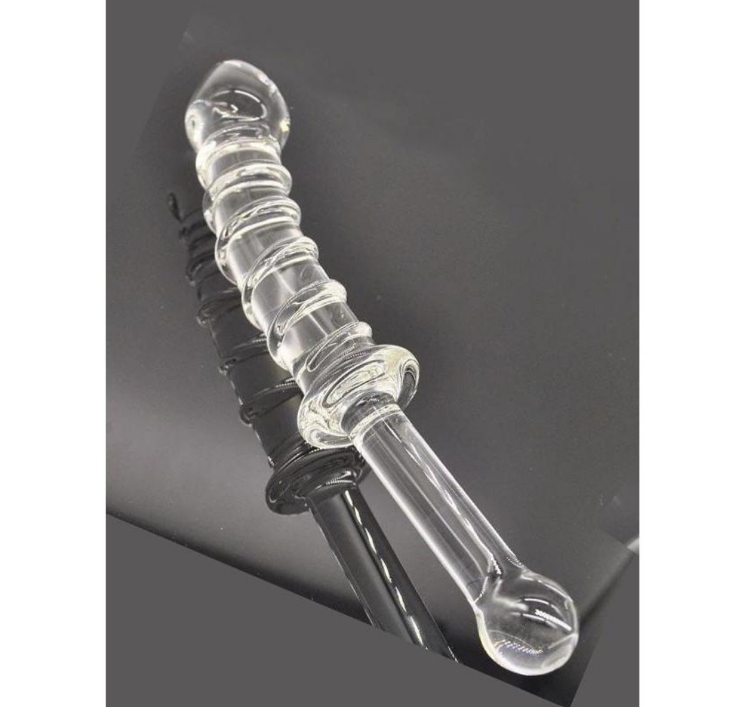 23 CM Tırtıklı Cam Kılıç Dildo - Çok Amaçlı Kullanım ve Şık Saklama Kabı