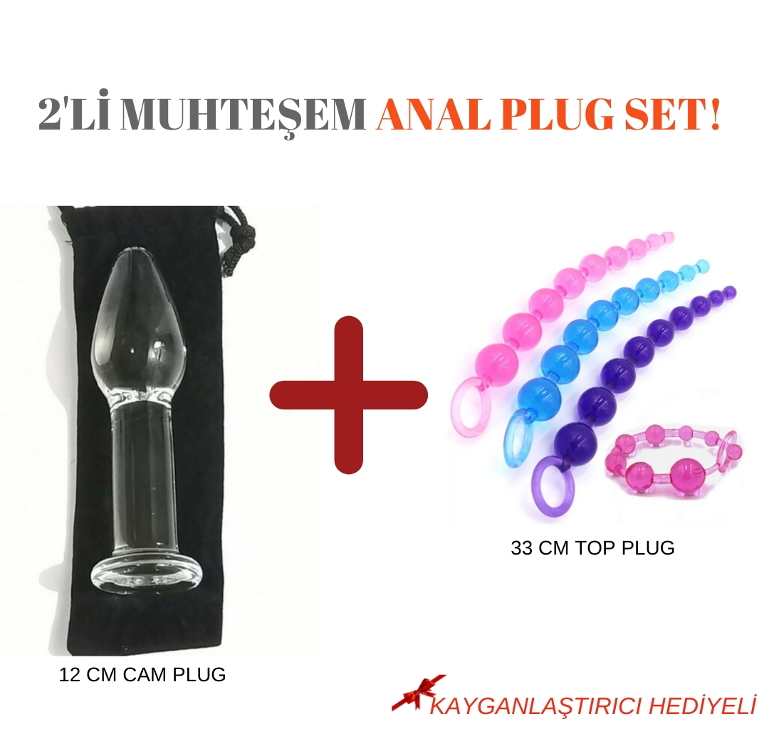 Cam Anal Plug ve 33 CM 2’Lİ Anal Plug Set