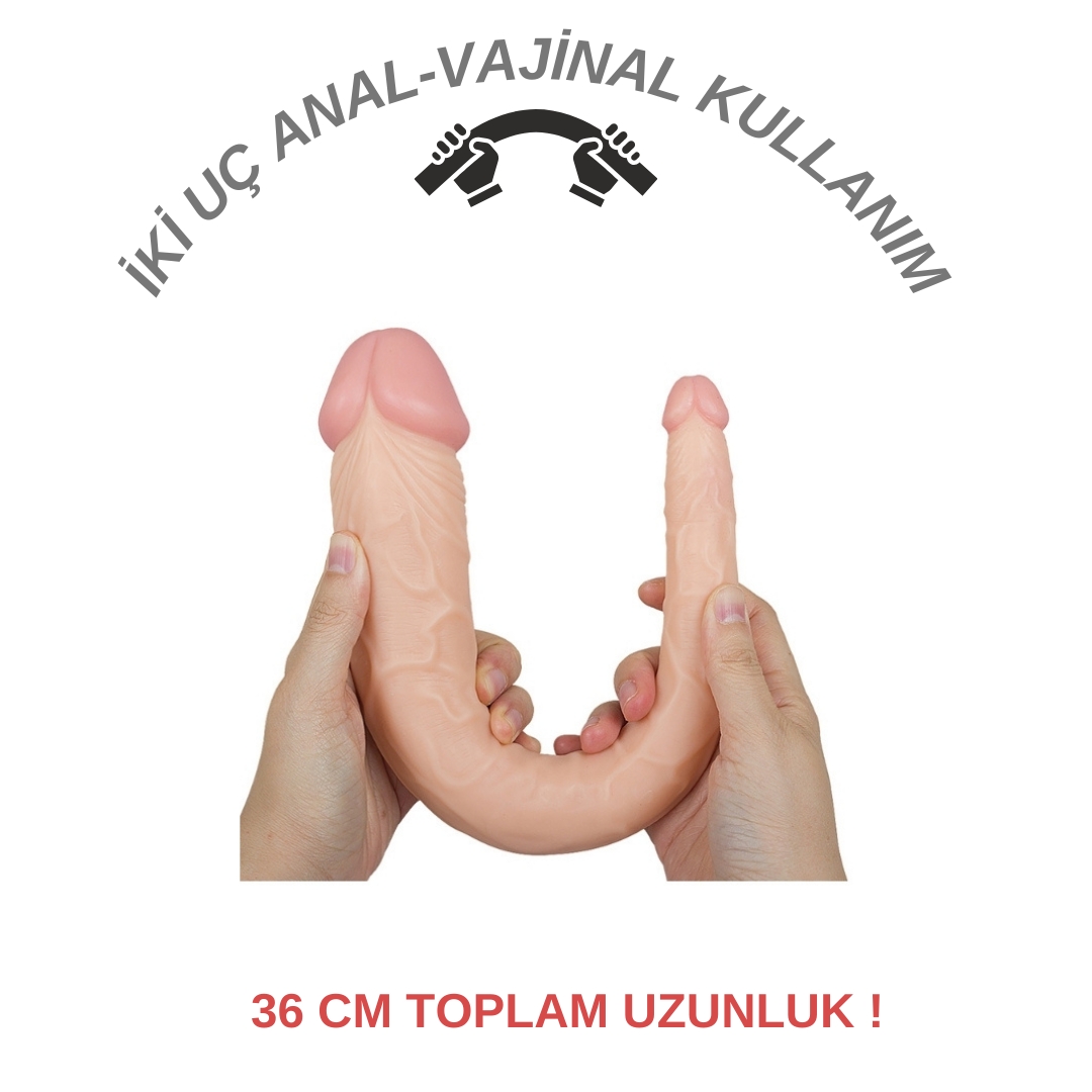 36 CM Çift Taraflı Lezbiyen Fantezi Dildo | Gerçekçi ve Esnek Tasarım