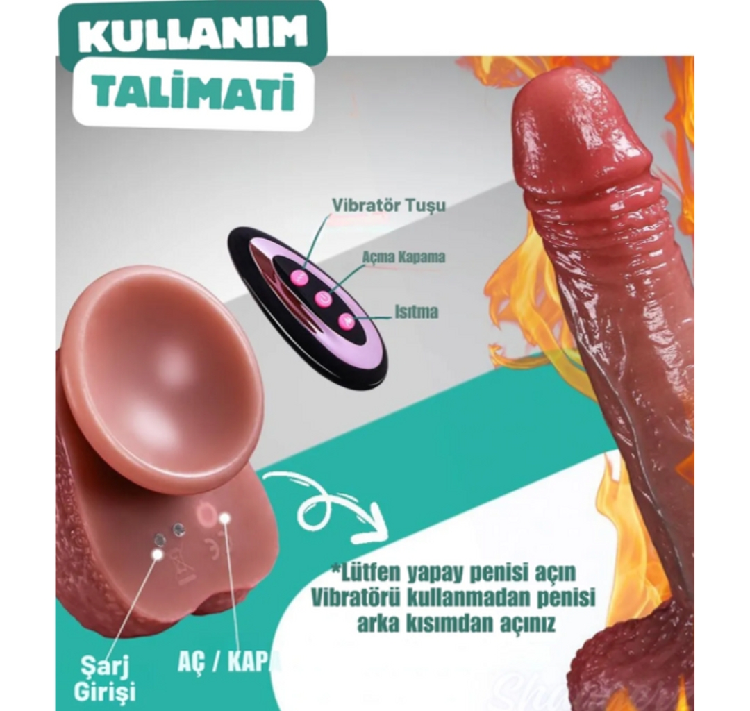 Uzaktan Kumandalı | İleri - Geri Hareketli | Isıtmalı | Titreşimli | Prof Damarlı Dildo Vibratör