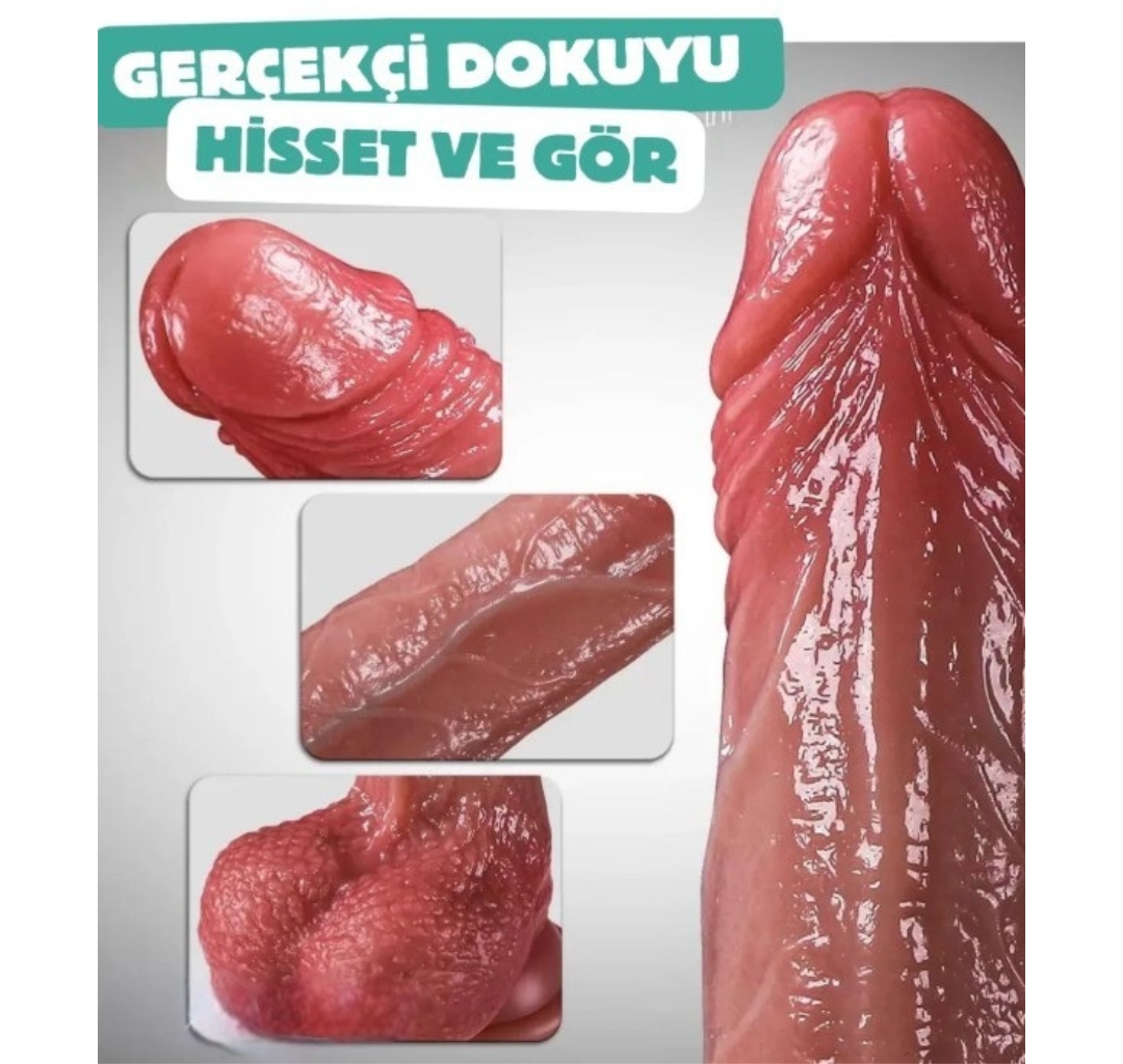Uzaktan Kumandalı | İleri - Geri Hareketli | Isıtmalı | Titreşimli | Prof Damarlı Dildo Vibratör