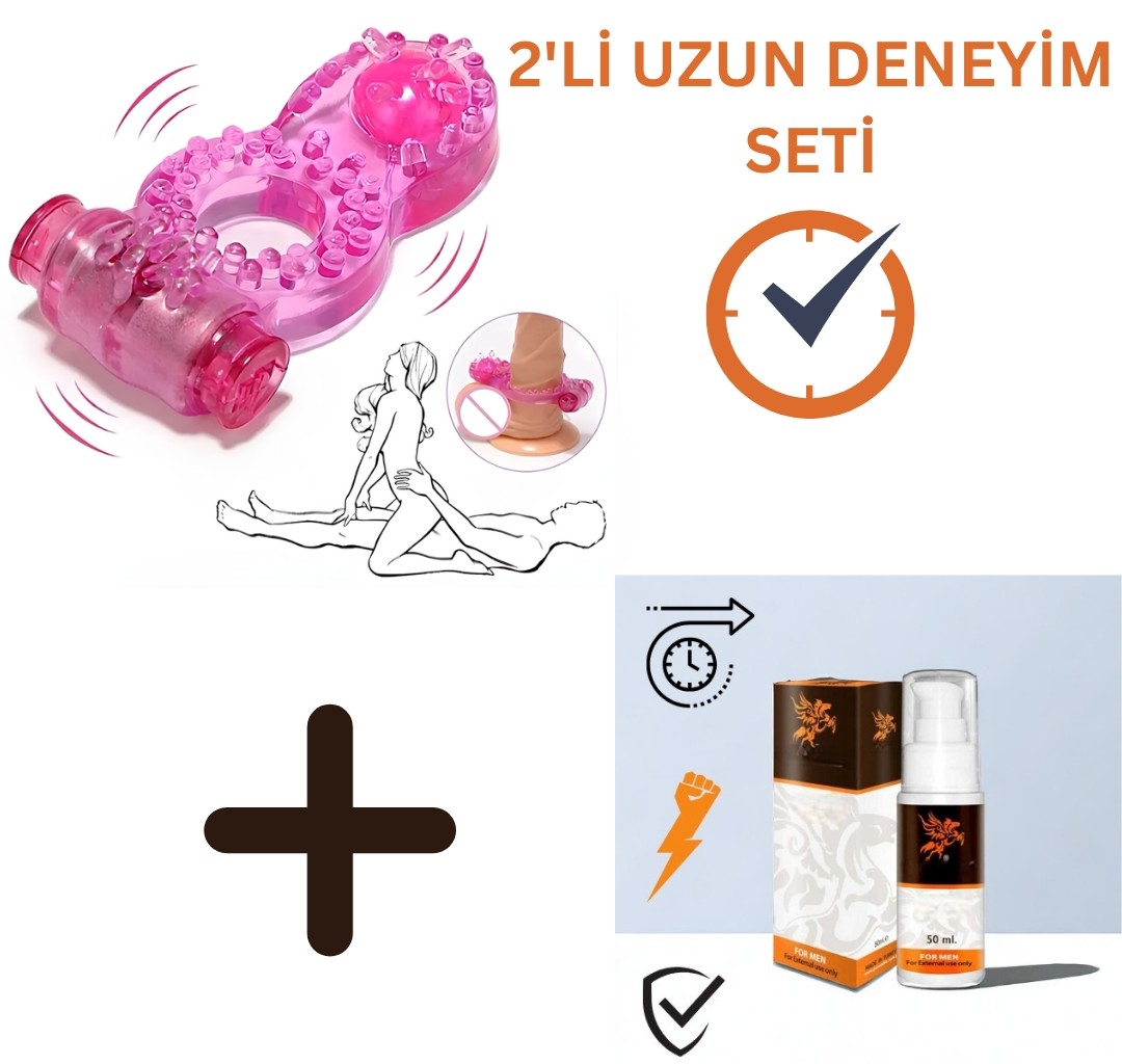2’li Longtime Seti - Krem ve Klitoris Orgazm Penis Halkası
