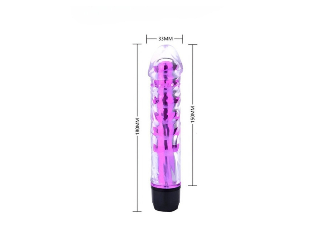18 CM Titreşimli Kaygan Jel Dildo - Anal ve Vajinal Uyarıcı Vibratör