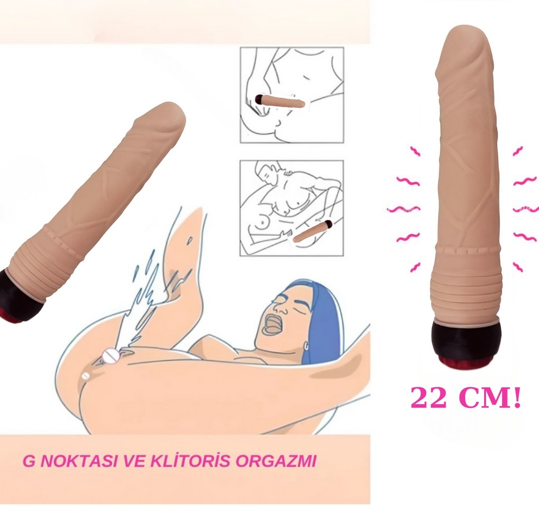 22 CM Yumuşak Dokulu Güçlü Titreşimli Dildo - Ayarlanabilir Titreşim