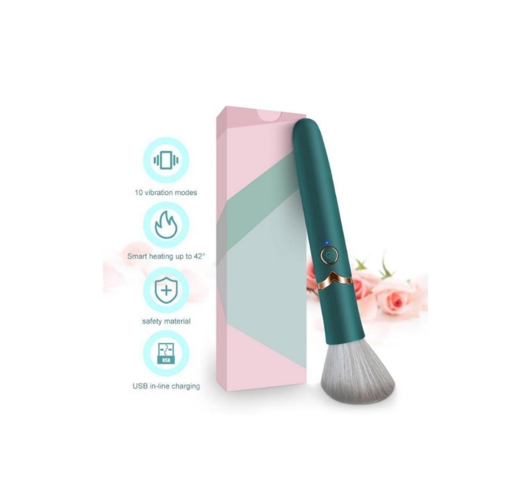 Makyaj Fırçasu Şeklinde Kamuflajlı Isıtmalı USB Şarjlı Vibratör | Gizli ve Şık