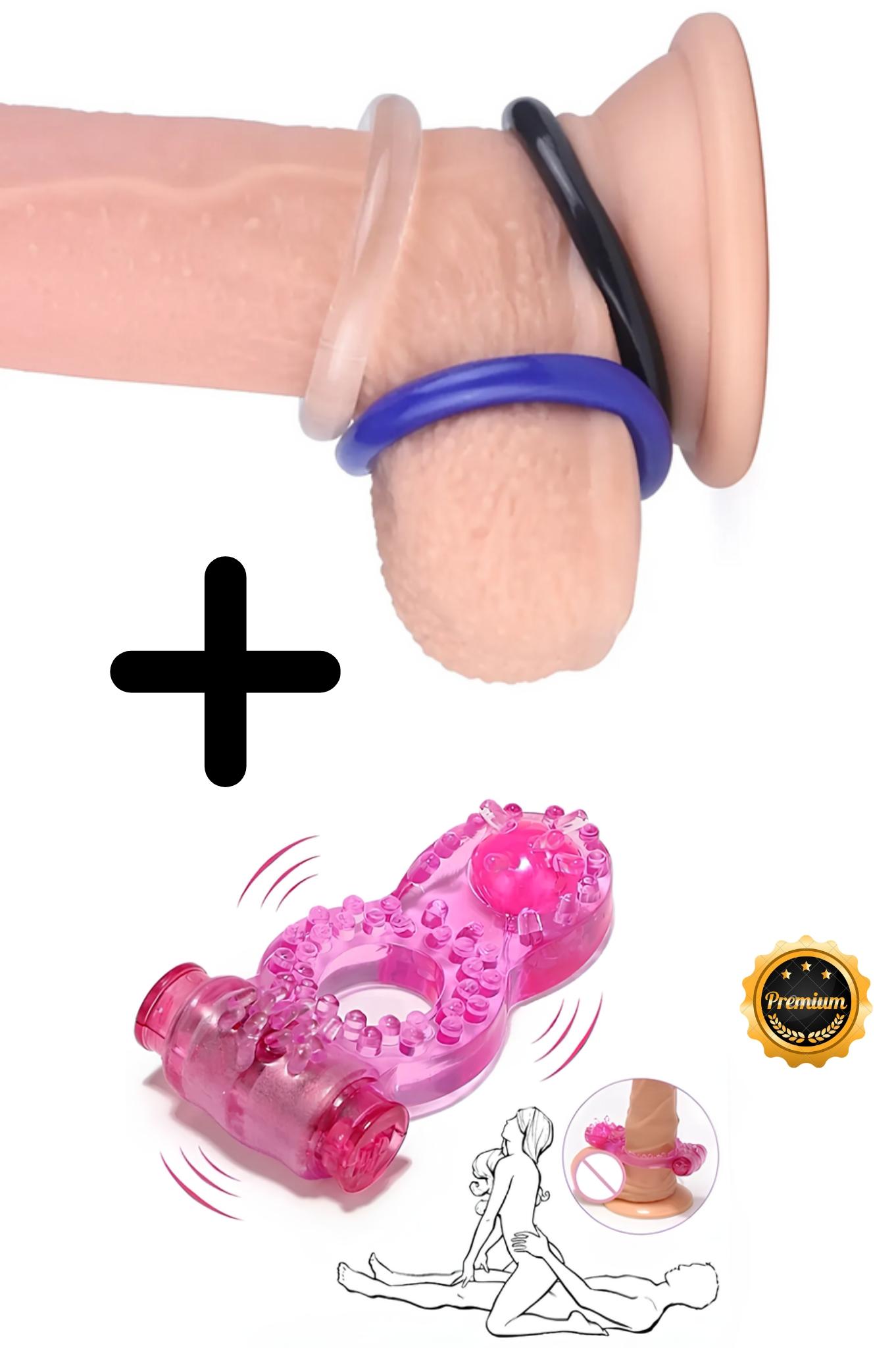 Fantezi Ürünü 4’Lü Klitoris Temaslı Titreşimli Penis Halkası Seti