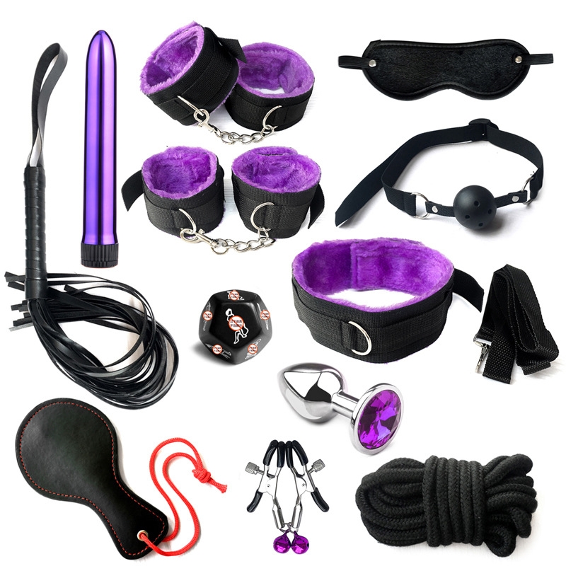 13 Parça Fantezi Fetiş Seti | BDSM & Fetiş Ürünleri | Mor Renk
