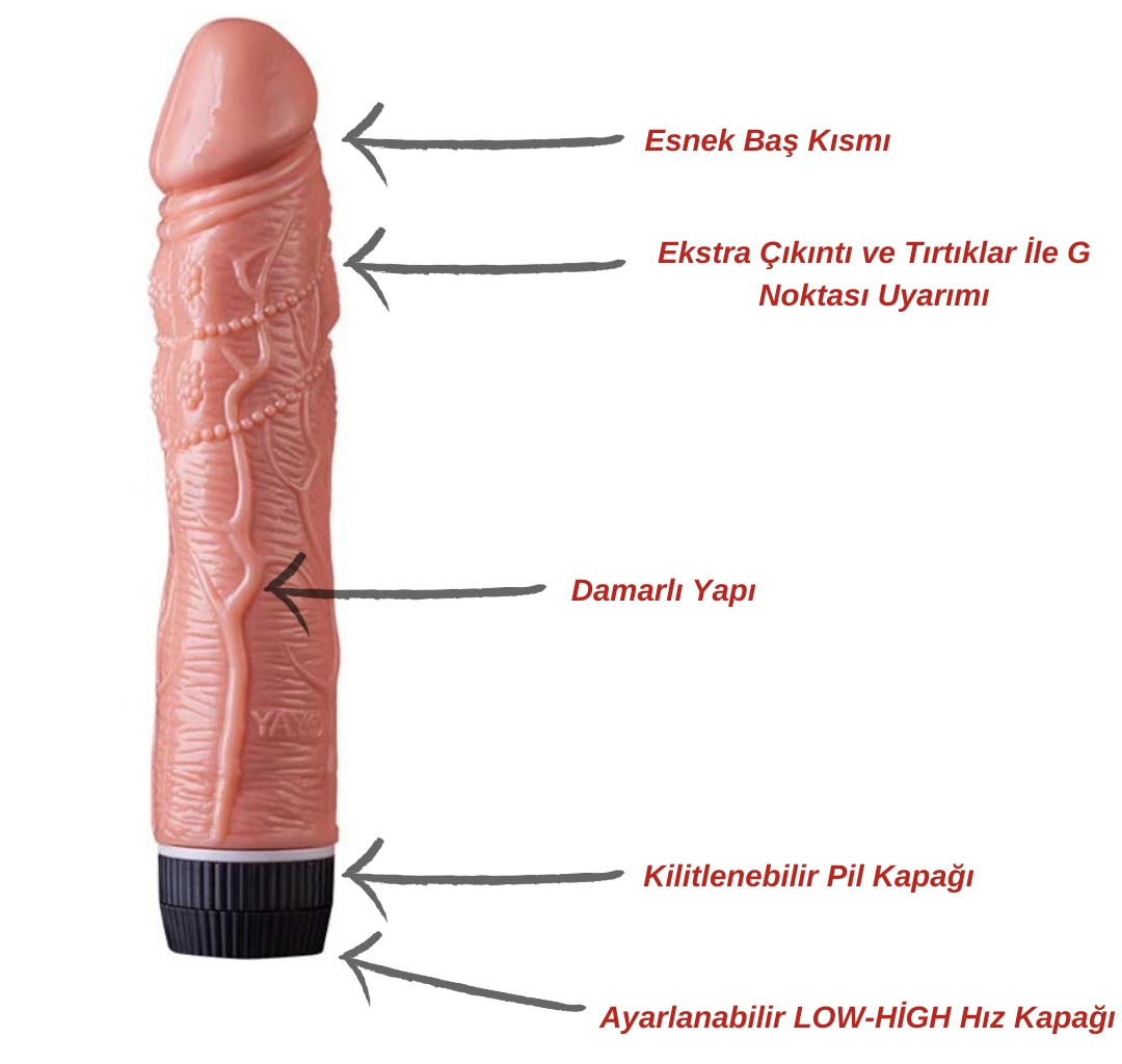 22 CM Ekstra Tırtıklı | Dildo Vibratör | 