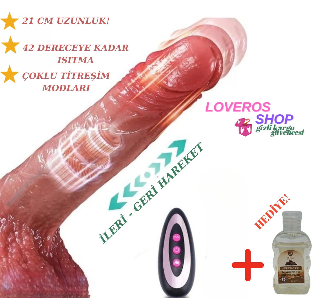 Uzaktan Kumandalı | İleri - Geri Hareketli | Isıtmalı | Titreşimli | Prof Damarlı Dildo Vibratör
