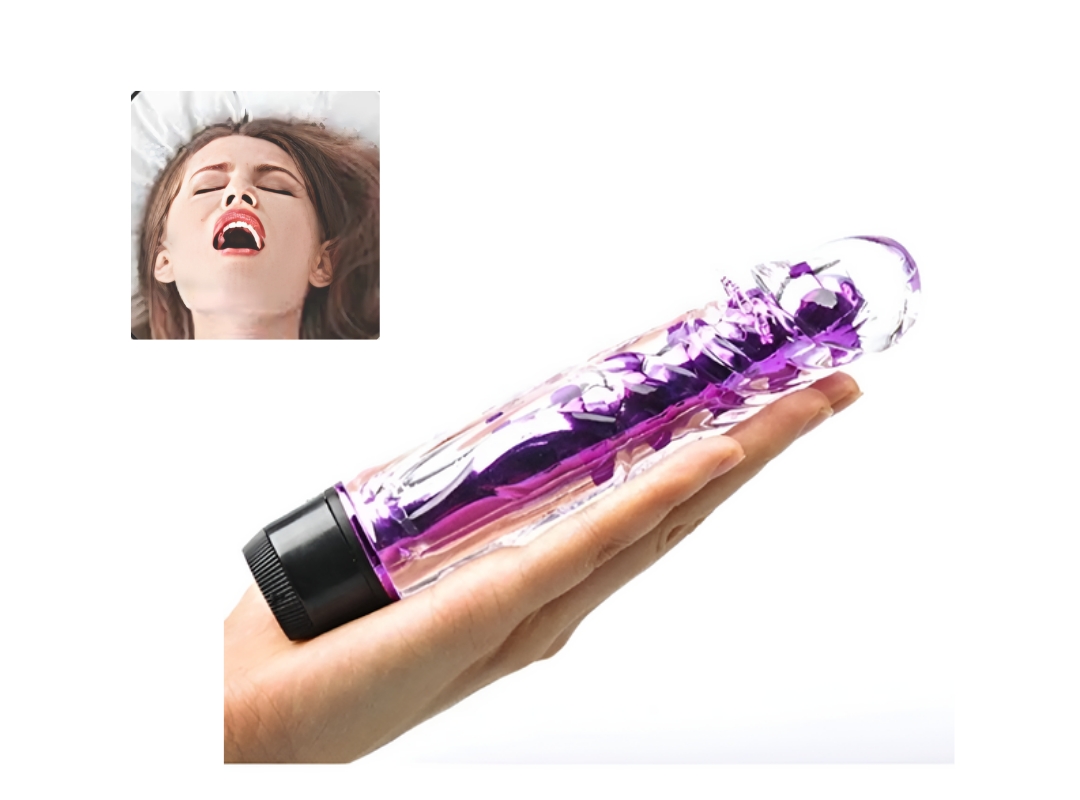 18 CM Titreşimli Kaygan Jel Dildo - Anal ve Vajinal Uyarıcı Vibratör