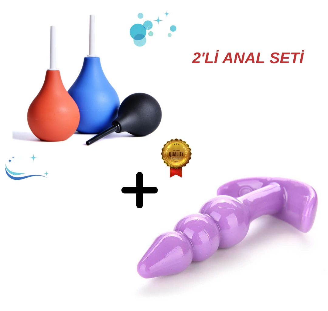 2’li Anal Temizlik ve Alıştırma Seti - Lavman Pump ve Boğumlu Anal Tıkaç