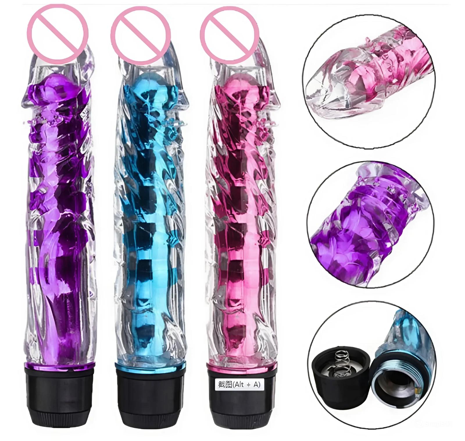 18 CM Titreşimli Kaygan Jel Dildo - Anal ve Vajinal Uyarıcı Vibratör