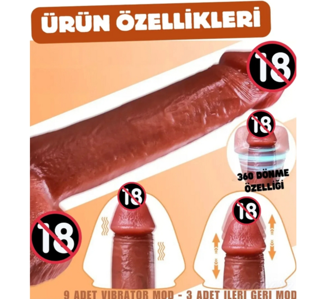 Uzaktan Kumandalı | İleri - Geri Hareketli | Isıtmalı | Titreşimli | Prof Damarlı Dildo Vibratör