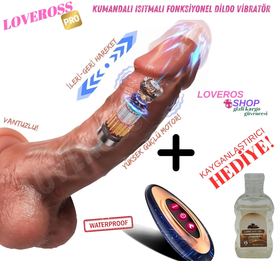 23CM Uzaktan Kumandalı | İleri - Geri Hareket | Isıtmalı | Titreşim | Pro Dildo Vibratör