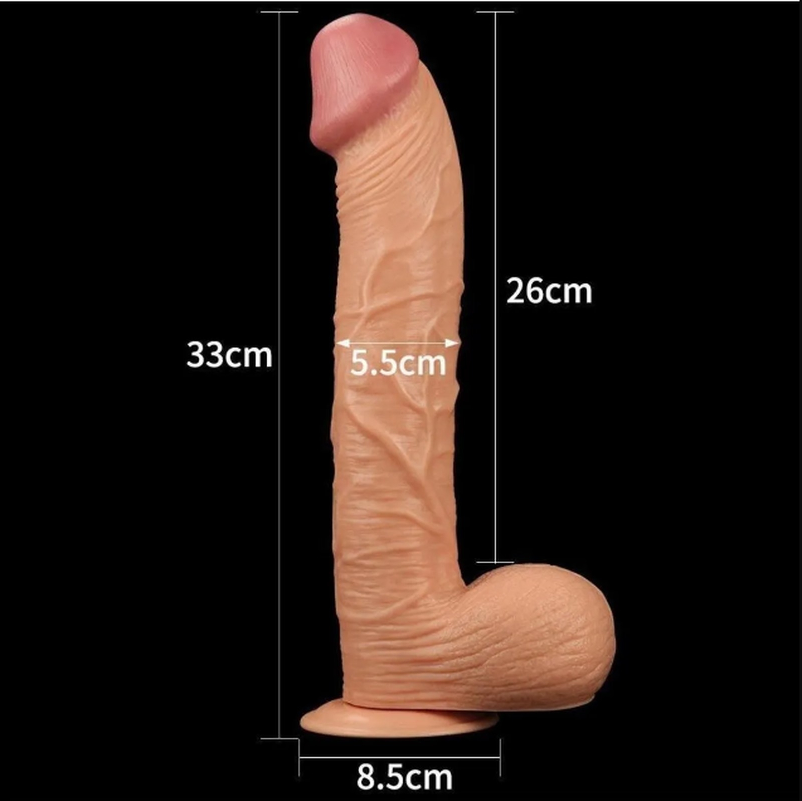 33 CM Gerçekçi Dokulu  Bağlama Kemerli Realistik Penis Dildo - Ultra Mega Boy