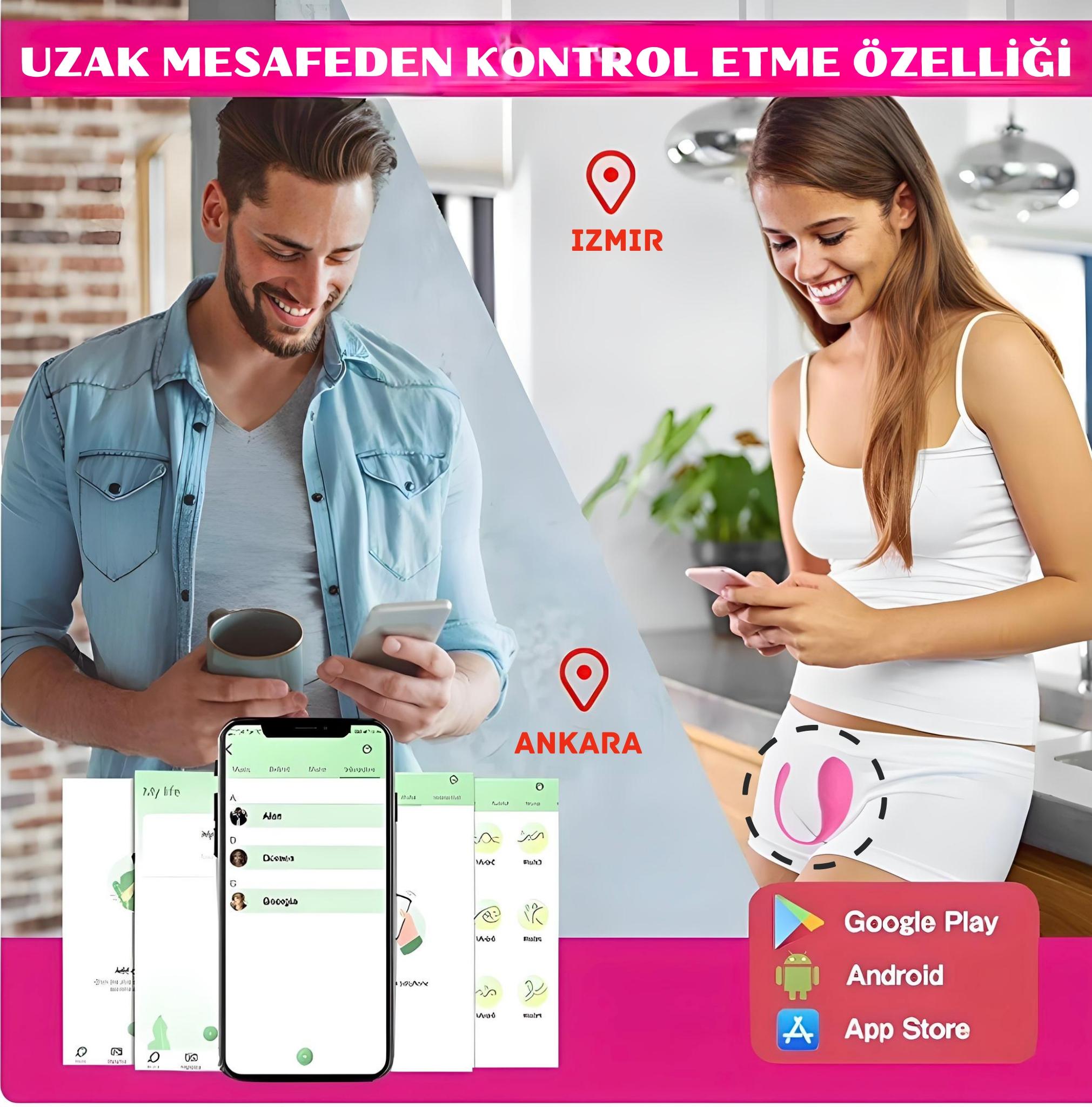 G Noktası ve Klitoris Uyarıcı Şarjlı Telefon Kontrollü Vibratör