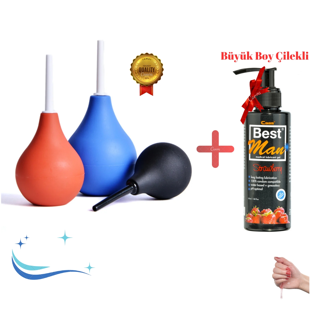 Çilekli Kayganlaştırıcılı Anal Temizlik Pompası - Lavman ve Duş Pompası