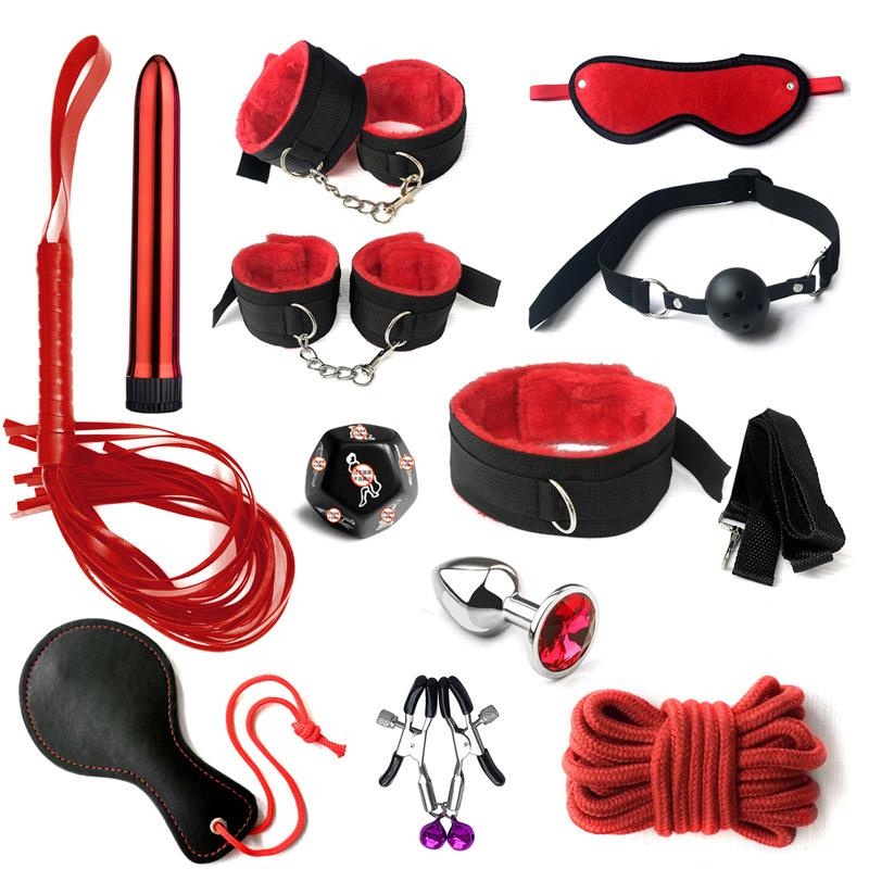 13 Parça Fantezi Fetiş Seti | BDSM & Fetiş Ürünleri | Kırmızı Renk