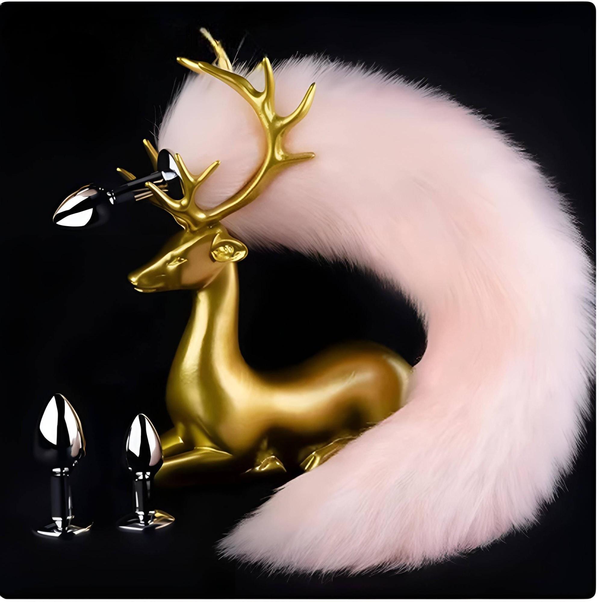 Premium Metal - Tilki Kuyruklu Pembe Anal Plug