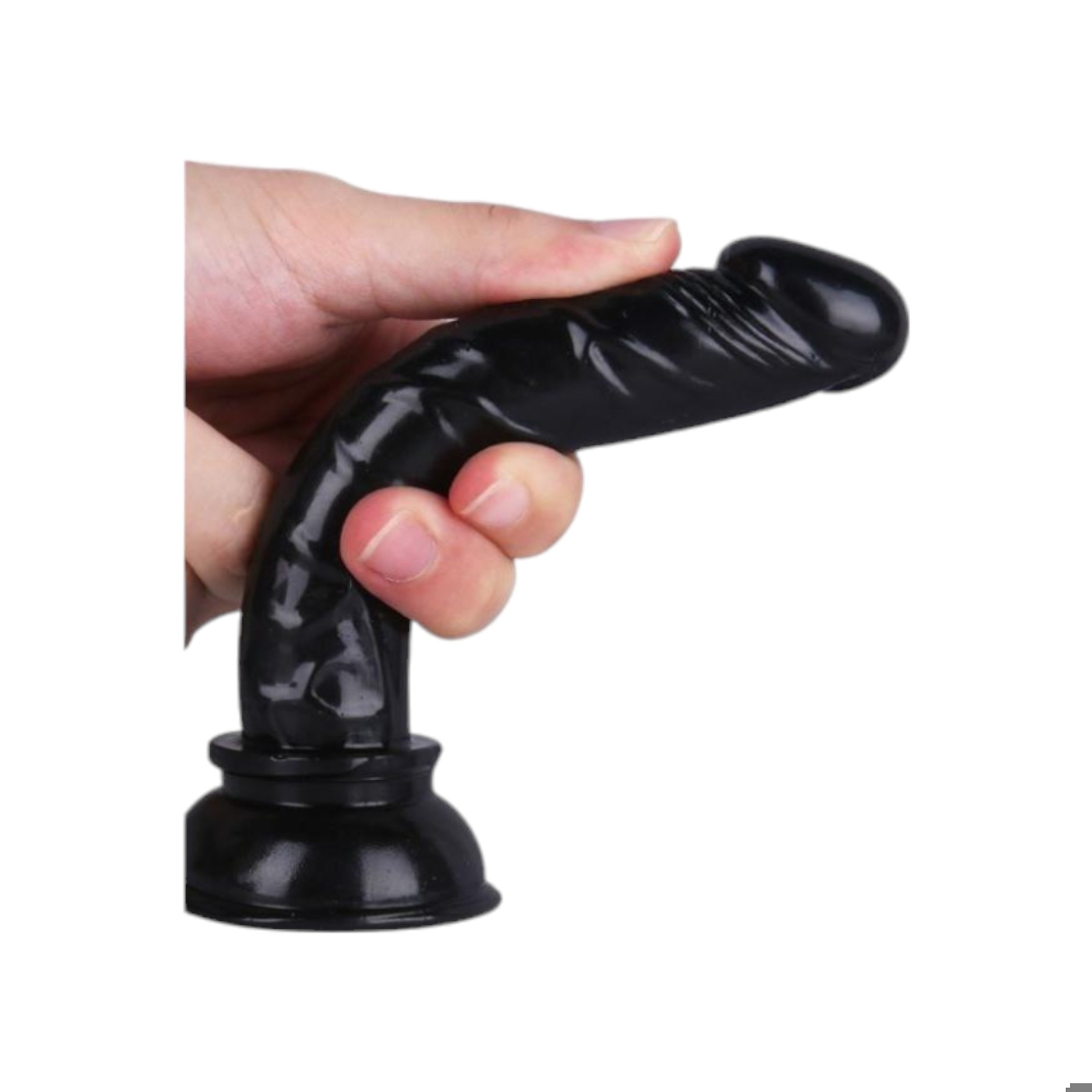 15 CM Siyah Realistik Dildo - Gerçekçi Dokulu & Belden Bağlama 