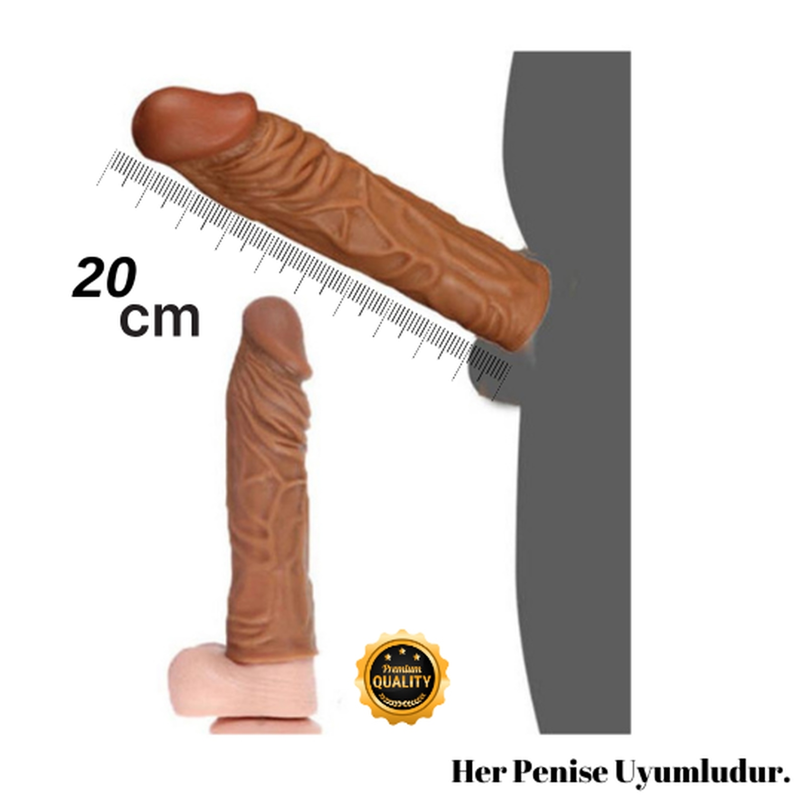 Ultra Premium 19.5 CM Silicone Penis Sleeve - 4 CM Thickness Added