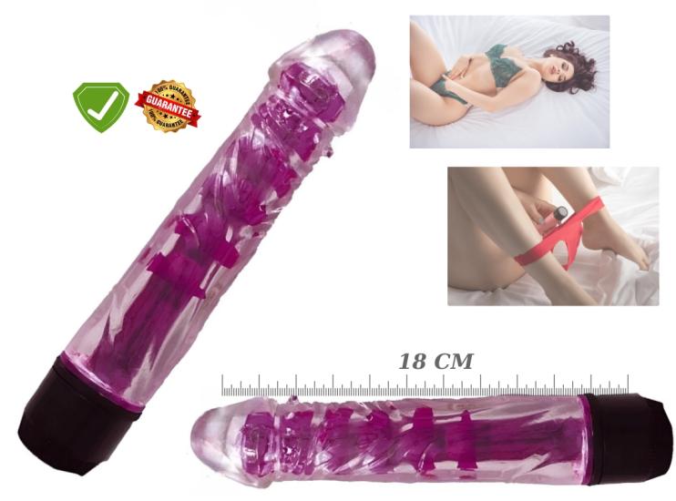 18 CM Titreşimli Kaygan Jel Dildo - Anal ve Vajinal Uyarıcı Vibratör