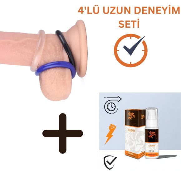 Uzun Deneyim Seti - Longtime Krem Penis Halkaları