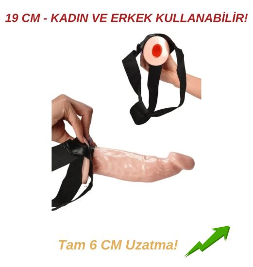 19 CM | Belden Bağlama Kemerli İçi Boş Dildo 
