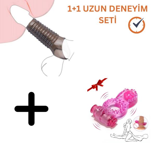 Lux Testis Kavramalı Titreşimli Tırtıklı Vajina Orgazm Penis Kılıfı