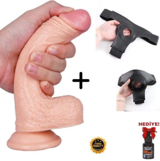  Belden Bağlama Kemerli 18 CM Gerçekçi Penis Dildo