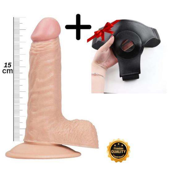 Gerçekçi Dokulu, Damarlı 15 CM Kemerli Realistik Penis Dildo - Ultra Kalite