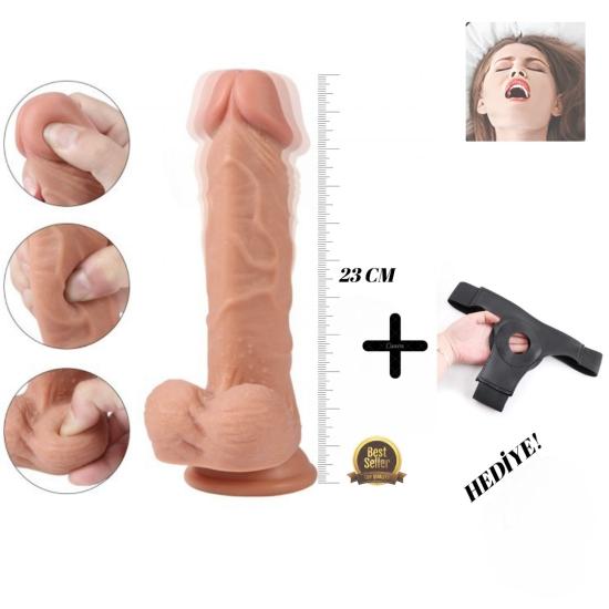 23 CM Gerçekçi Dildo - Belden Bağlamalı & Güçlü Vantuz | Erotik Dünyası