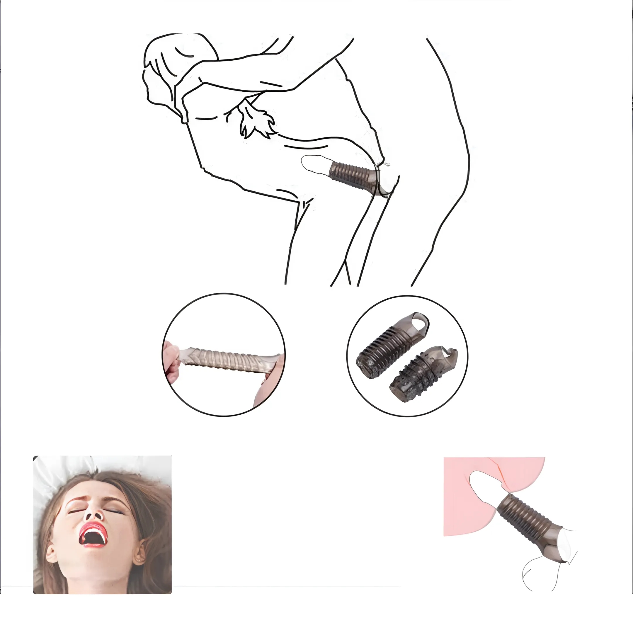 Testis Kavramalı Titreşimli Penis Halkası ve Tırtıklı Vajina Kılıfı