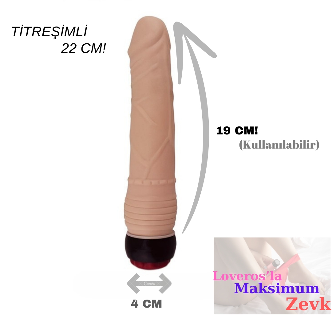 22 CM Yumuşak Dokulu Güçlü Titreşimli Dildo - Ayarlanabilir Titreşim