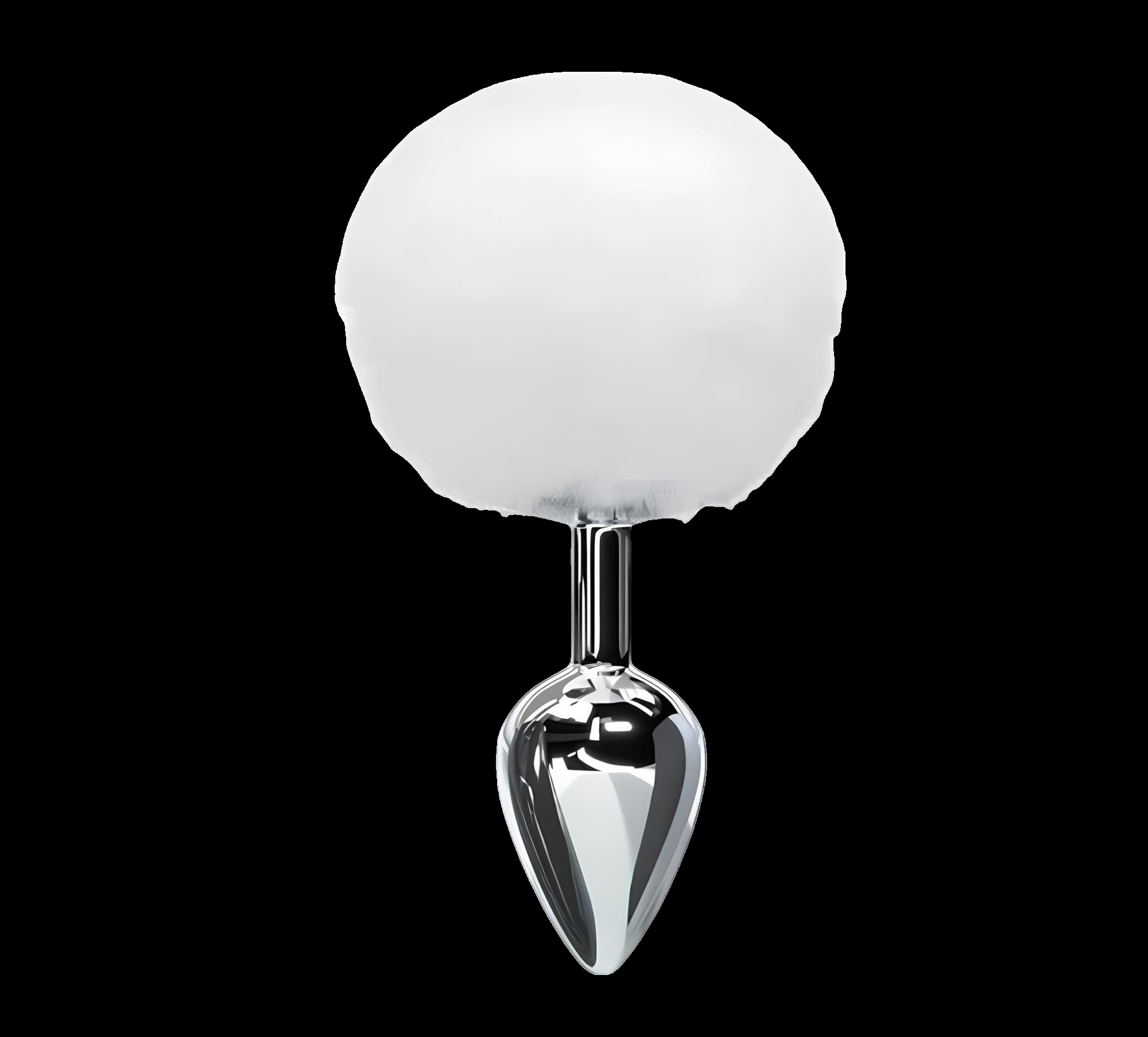 Premium Metal Fantezi - Tavşan Kuyruklu Anal Plug - Beyaz - White